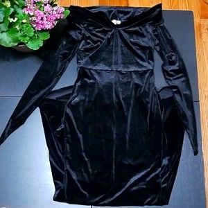 Strapless Off Shoulder Velvet Black Long Dress